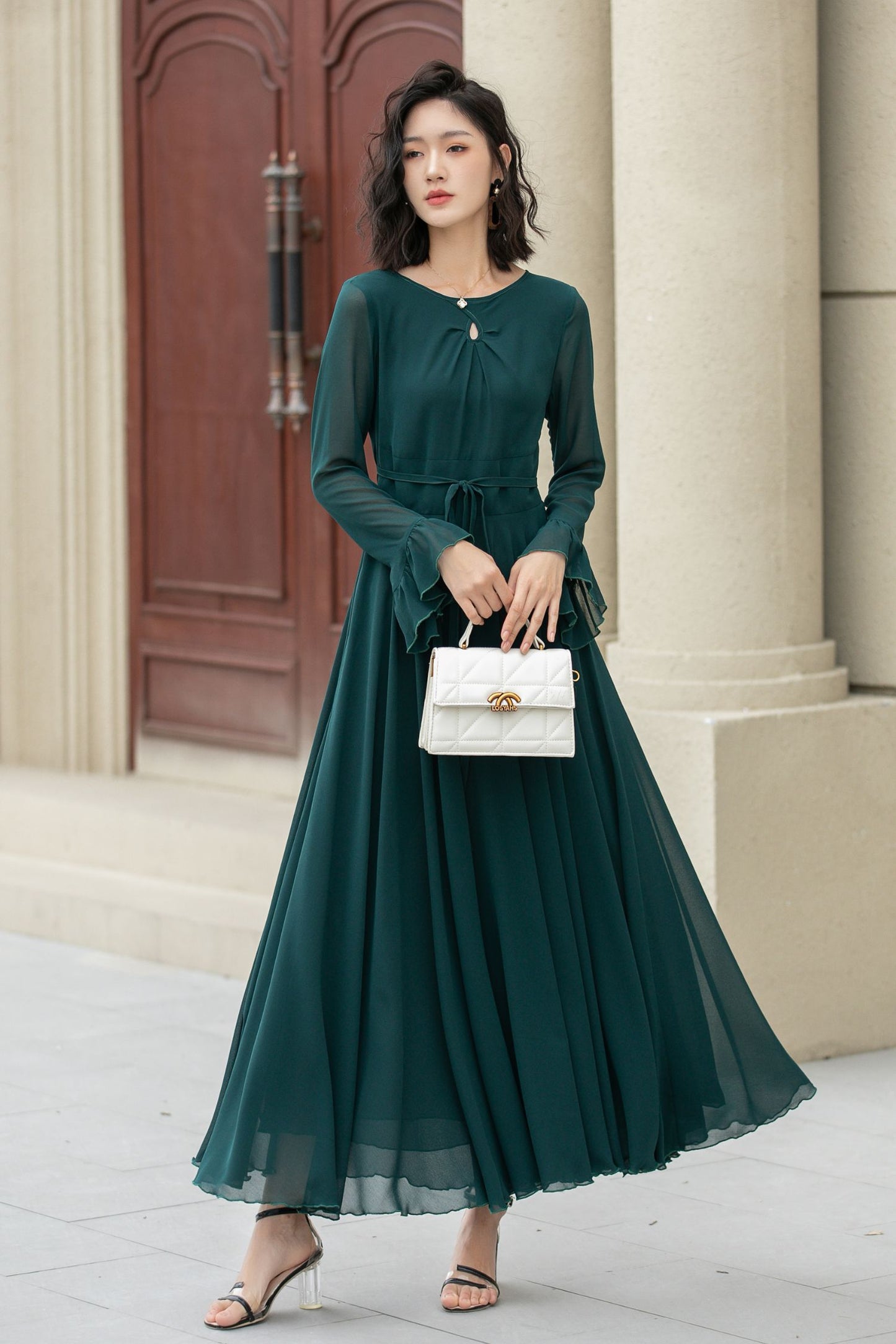 Prom boho long swing chiffon dresses 5141