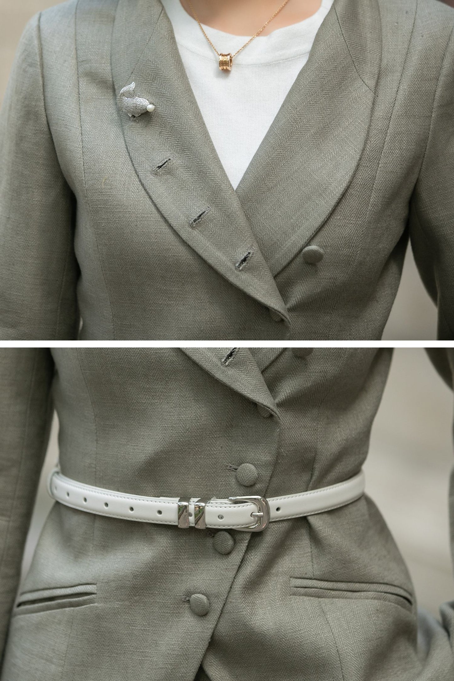 Linen Short Jacket – Button Closure with Lapel Collar and Side Pockets for Spring & Autumn 5681