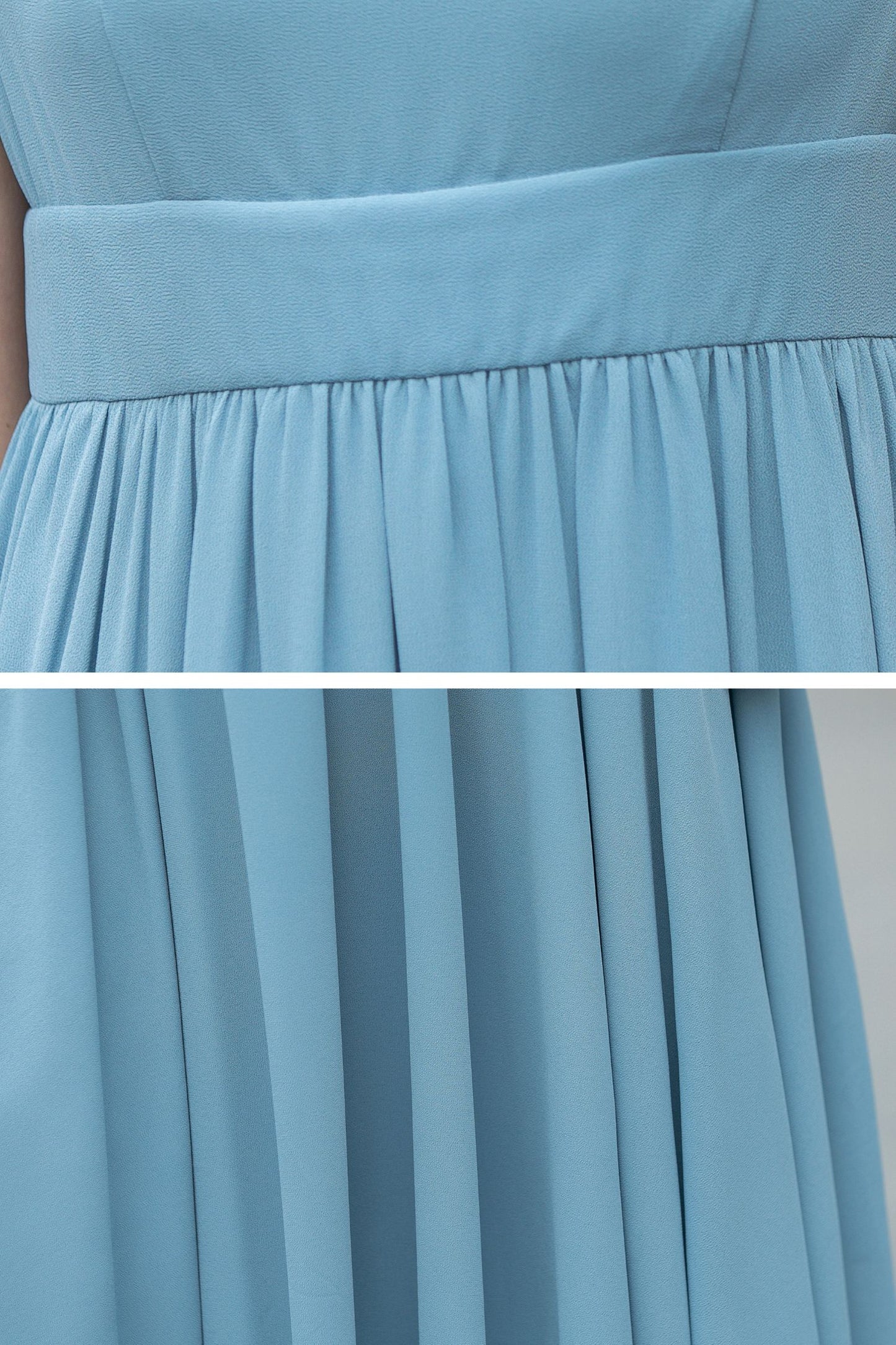 Hight waist Blue chiffon maxi dress 5862