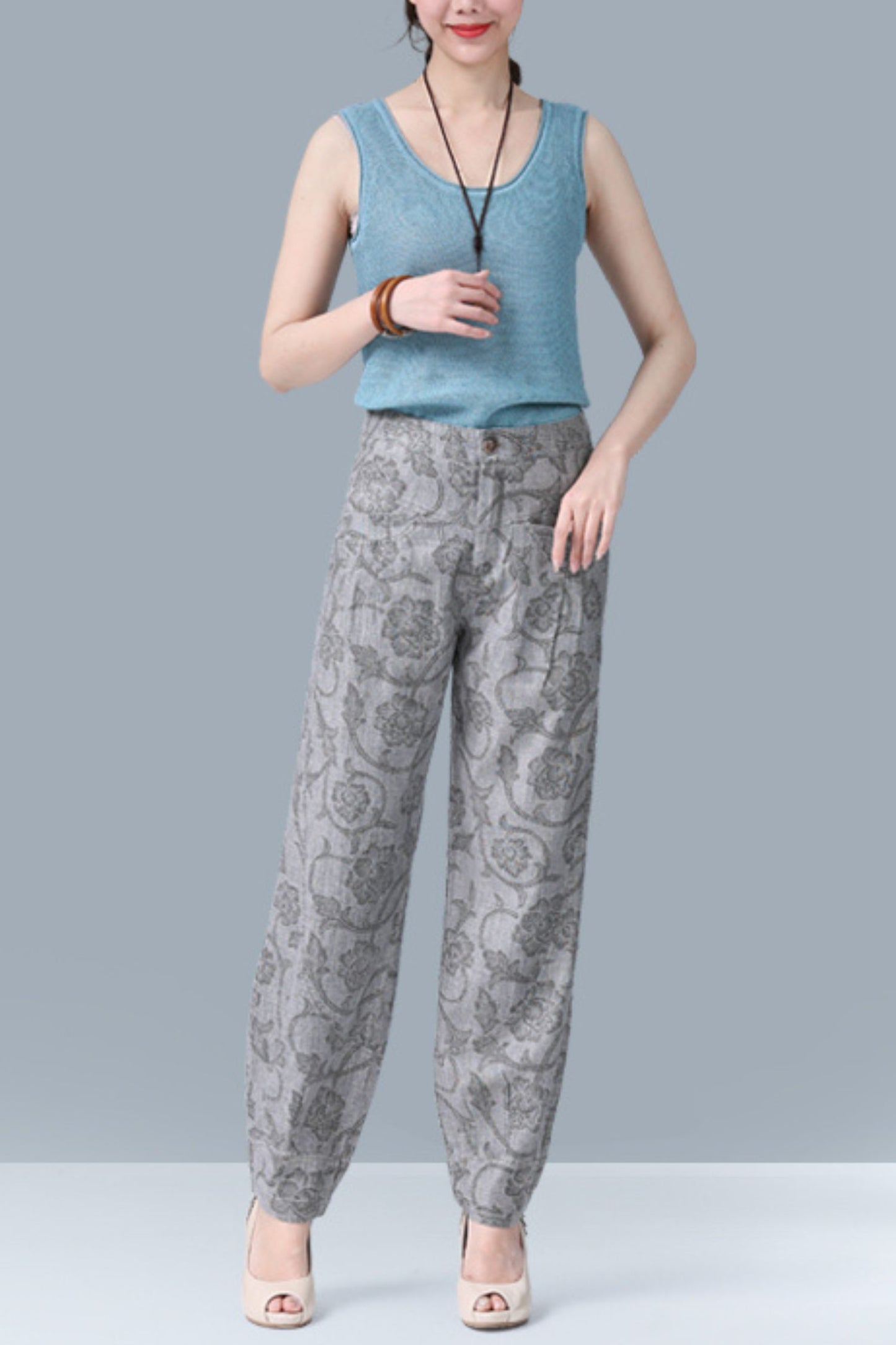 Loose fitting lantern linen pants 6231
