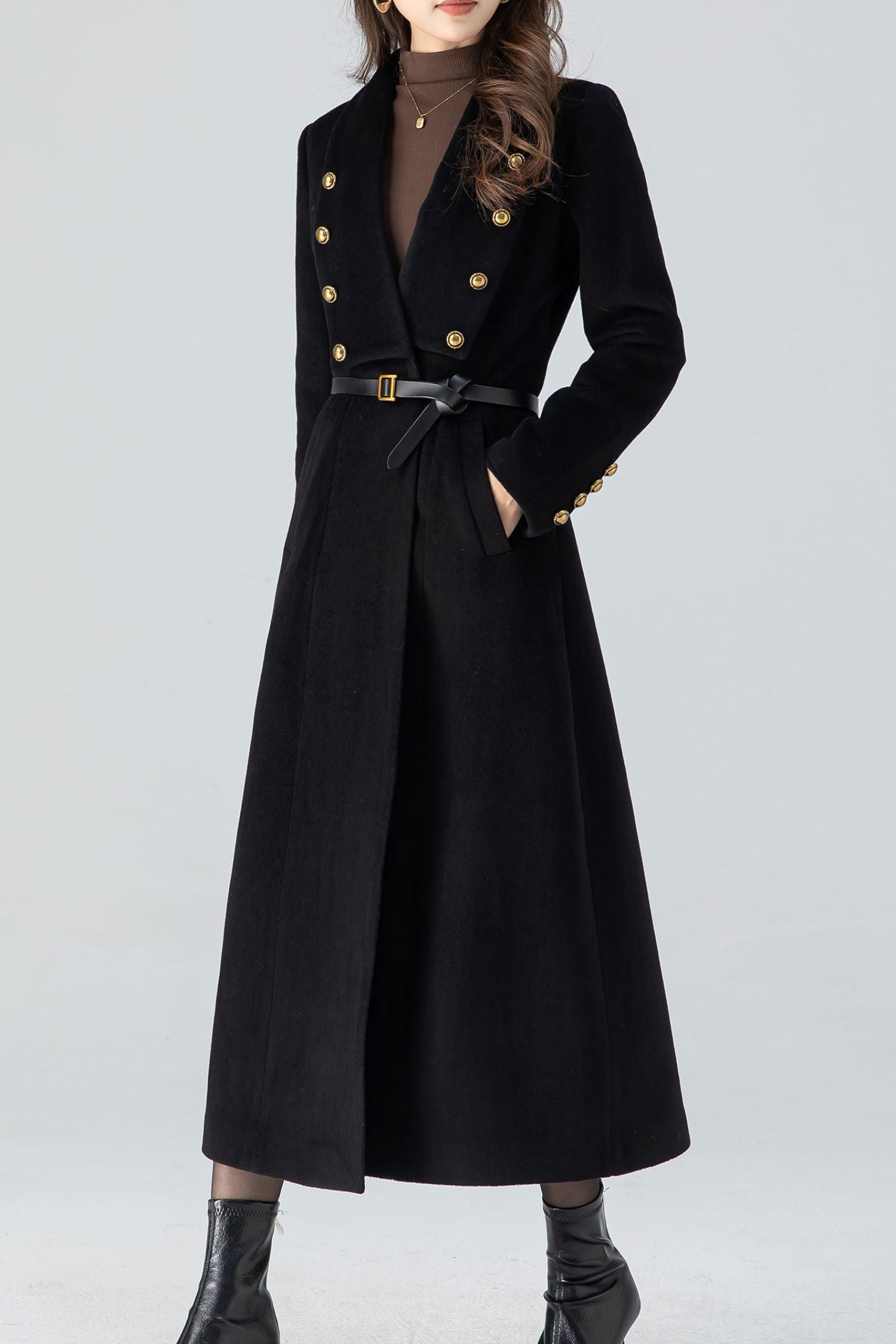 Black Winter Long Wool Coat Women 4783 Black / Xs (US 2) Black Winter Long Wool Coat Women 4783 Black / Xs (US 2)