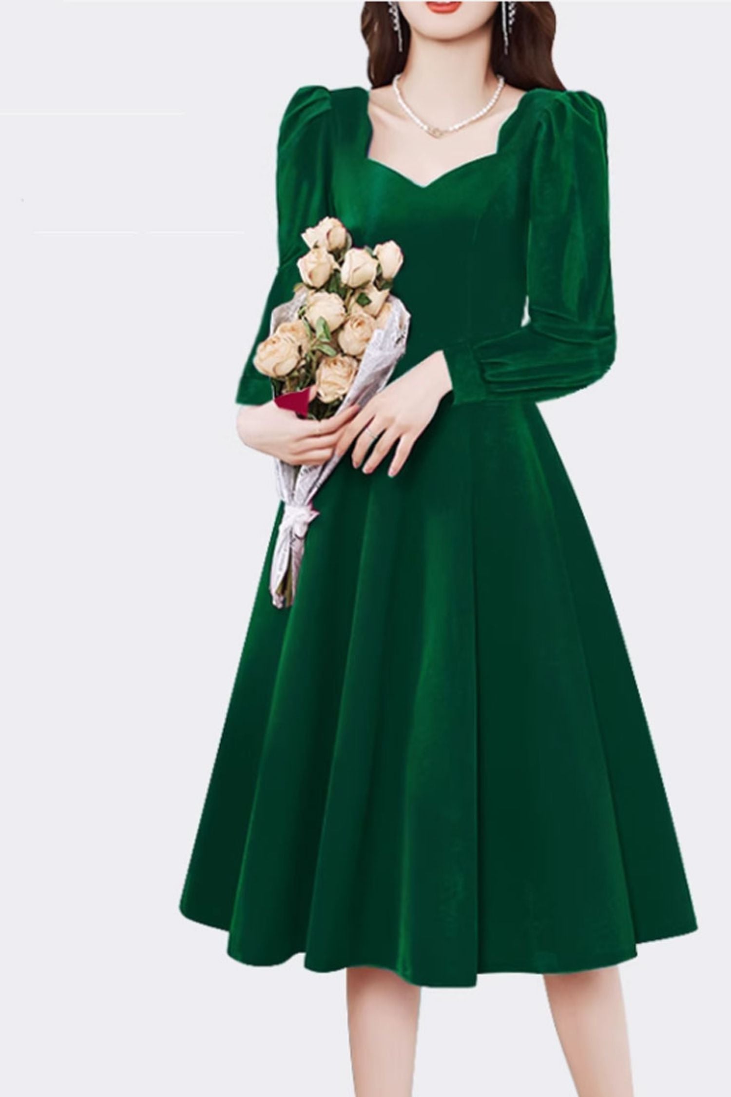 Fit and flare velvet midi dress 4797 Xiaolizi Fit and flare velvet midi dress 4797 Xiaolizi