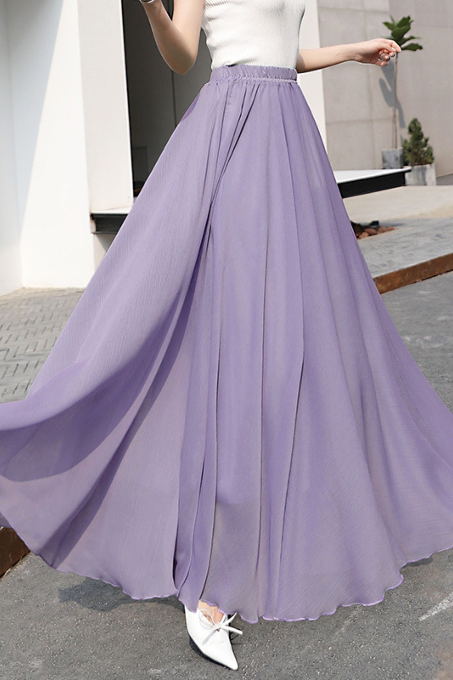 Maxi plus size swing a line chiffon skirt women TT0034