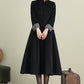 Women Black Swing Wool Coat 3896,Size 170-US2 #CK2202285