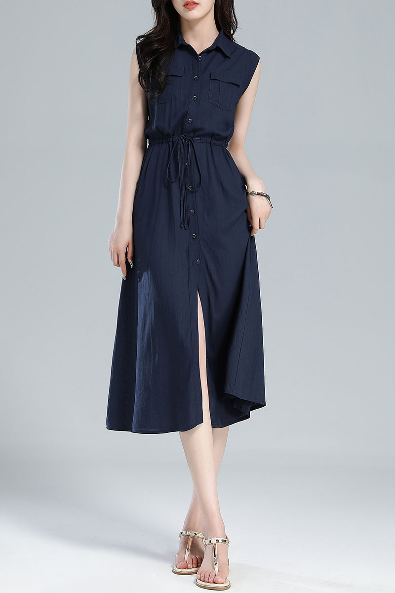 Sleeveless Linen Shirt Dress 3619 Sleeveless Linen Shirt Dress 3619