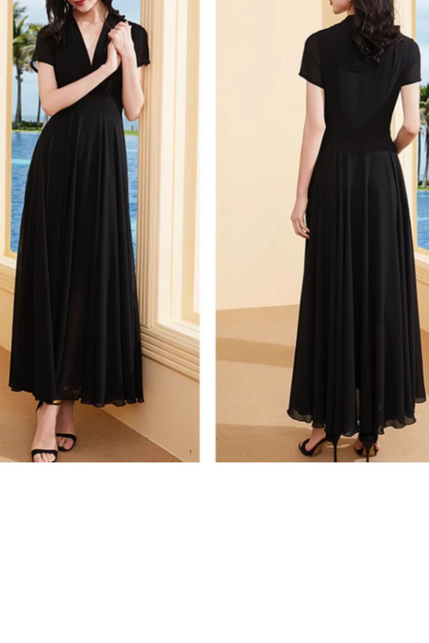 High waist swing prom bridesmaid chiffon dress 5015
