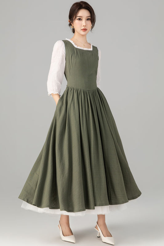 Fit and flare Princess linen dress 5705