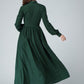 Handmade long sleeve shirt dress in green 1455