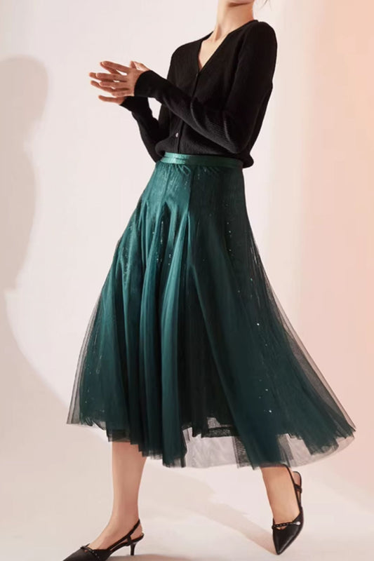 A line midi lace skirt women 5585