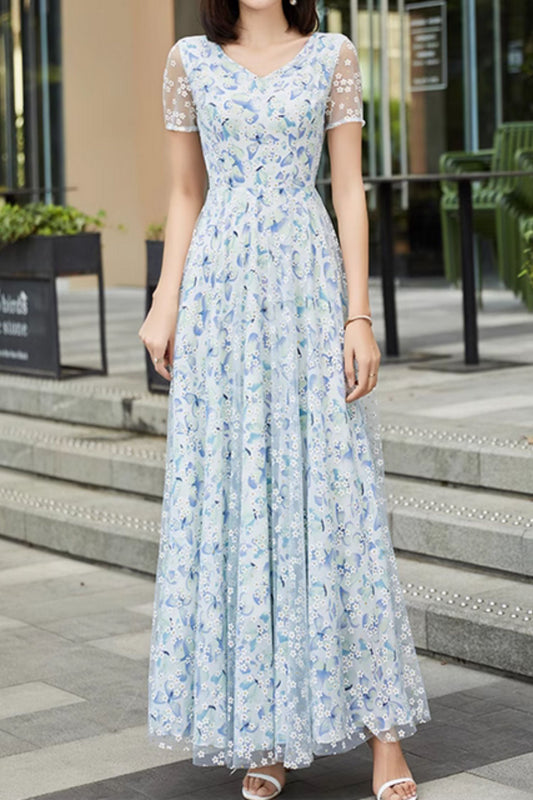 Prom floral printed summer bridesmaid dresses 4991