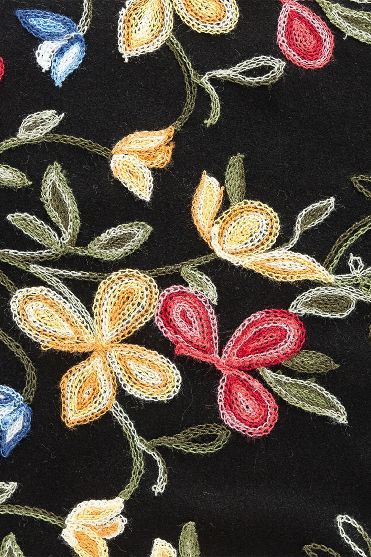 Black embroidered midi wool skirt 4665