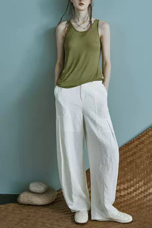Wide leg loose fitting linen pants 6232