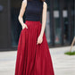 Casual Linen maxi Skirt with pleated Pockets  2176