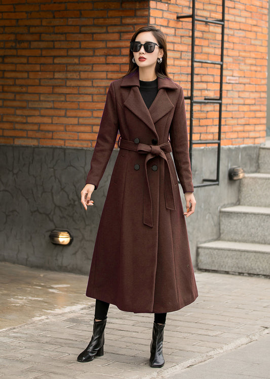 Xiaolizi Vintage Inspired Handmade Wool Blend Maxi Coat – Elegant Autumn Winter Outwear 6305