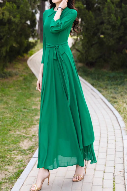 Swing green summer chiffon beach dress 5099