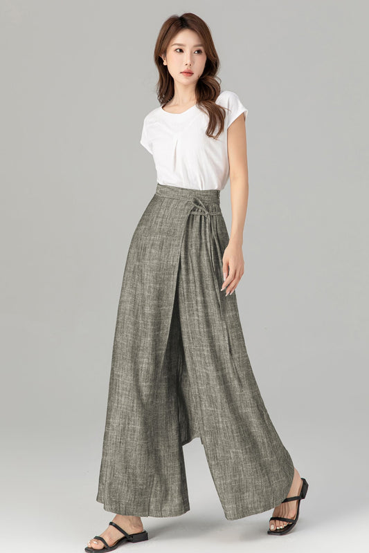 Linen Wide Leg Long wrap pants 5749