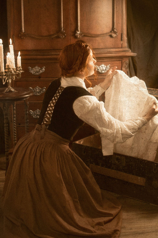 Brown maxi wool skirt for winter 4812#