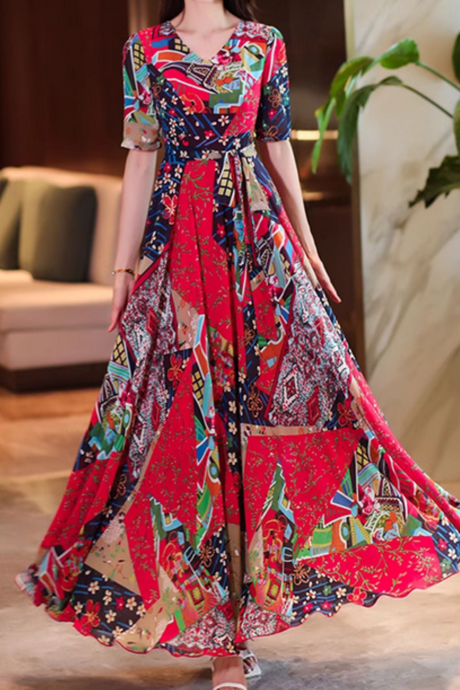 Bohemian summer beach swing chiffon dress 4981 Xiaolizi Bohemian summer beach swing chiffon dress 4981 Xiaolizi