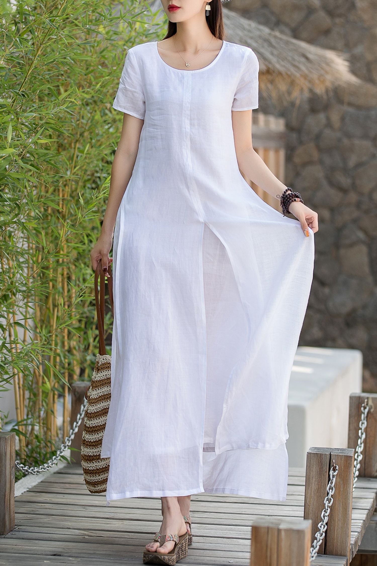 Maxi white layered summer dress women 2875-Size XS #YY04372 Xiaolizi Maxi white layered summer dress women 2875-Size XS #YY04372 Xiaolizi