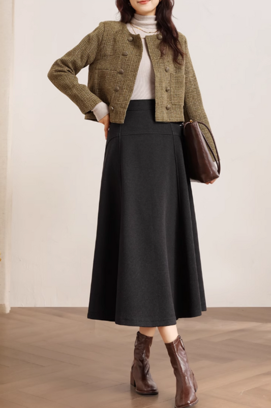 A line midi winter wool skirt 5466