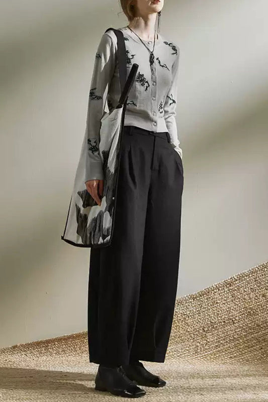 Loose fitting long wool pants 6233