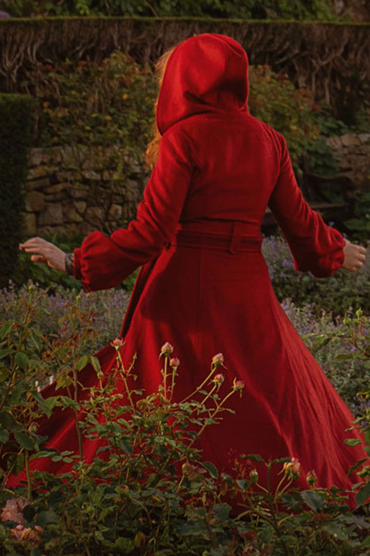 Lantern sleeve hooded wool coat 3161