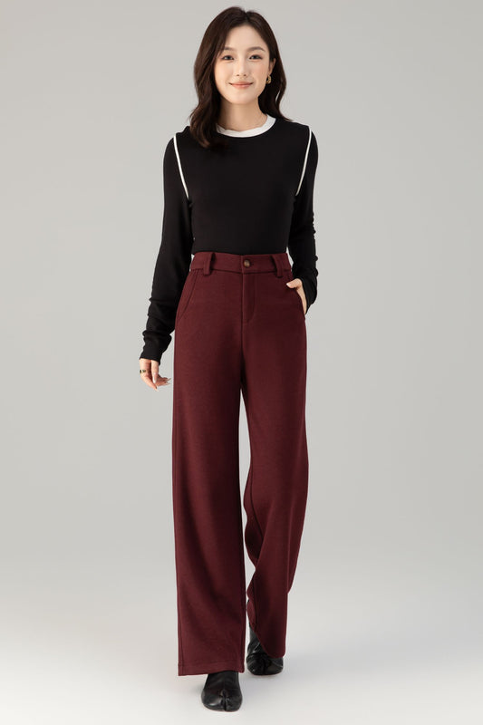 Loose fitting casual winter wool pants 6465