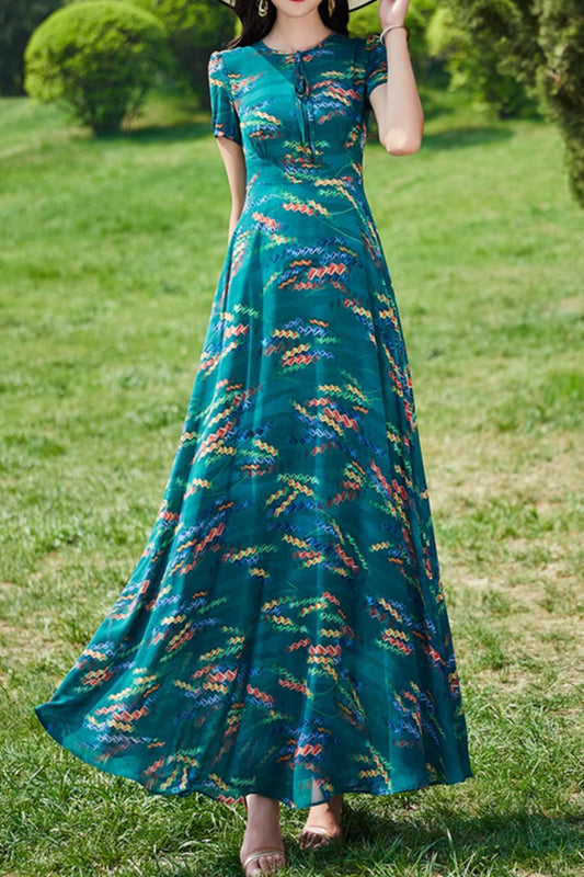 Maxi prom summer printed chiffon dress 5040