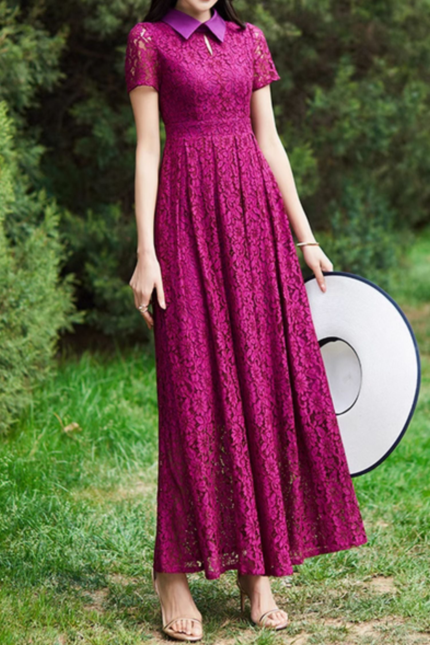 Purple short sleeves prom lace dresses women 4993 Xiaolizi Purple short sleeves prom lace dresses women 4993 Xiaolizi