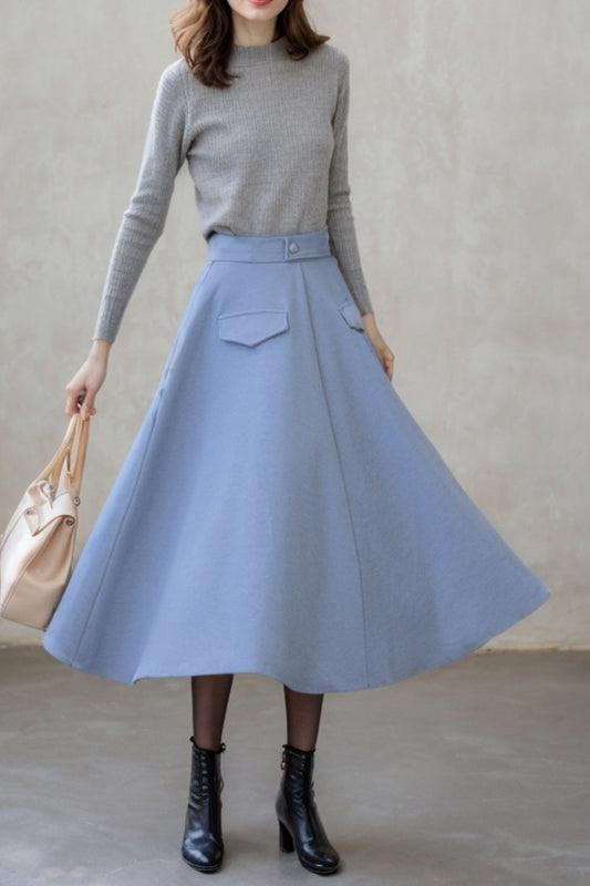 Midi winter a line wool skirt 5490