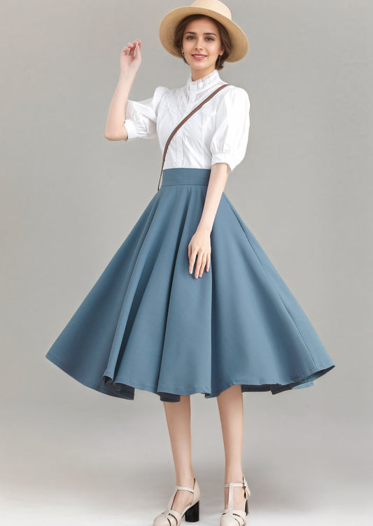 Handmade Vintage Linen Skirt - Timeless Elegance 3275#