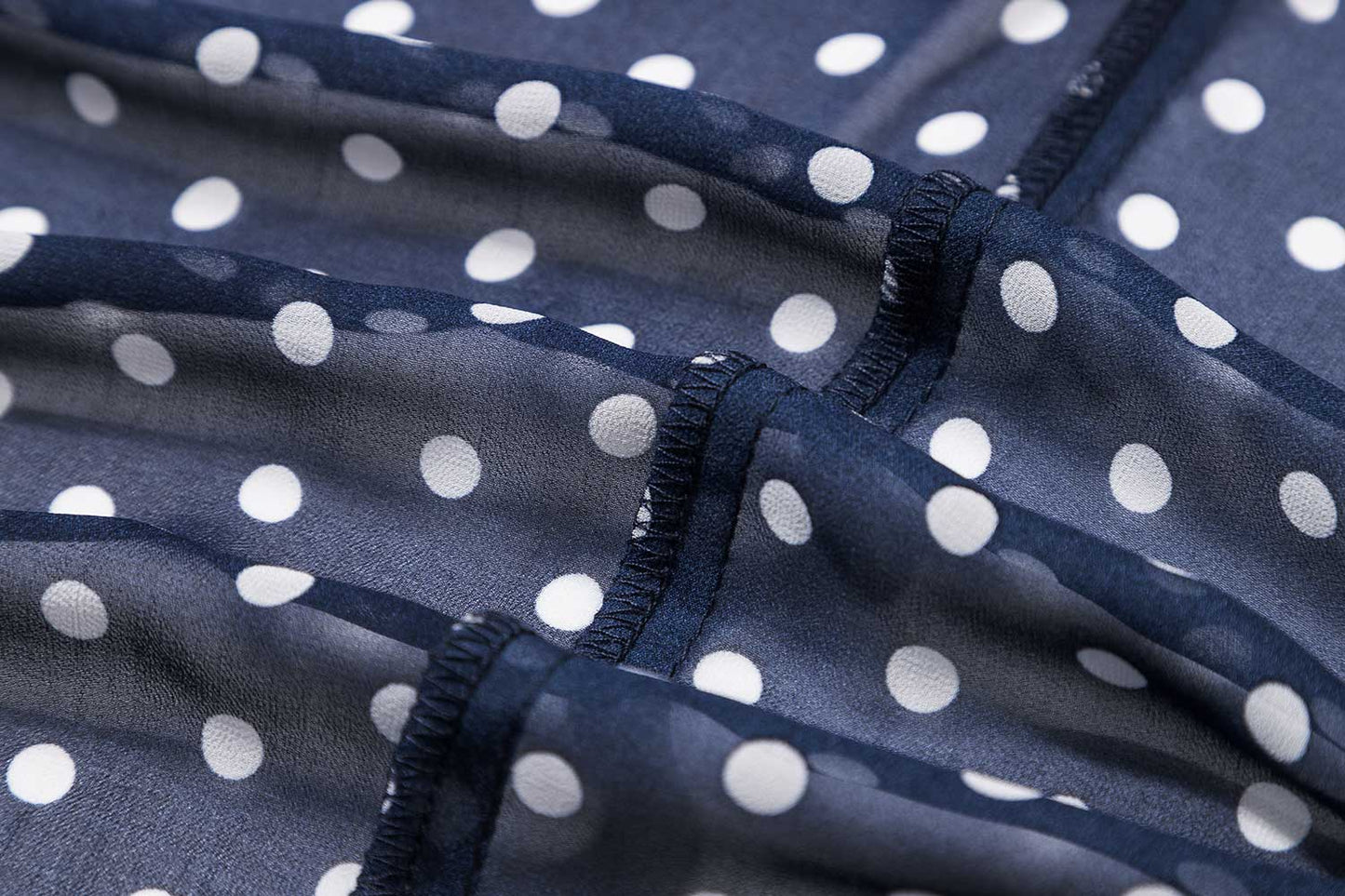 Blue and White Polka Dot chiffon Maxi Dress 2354