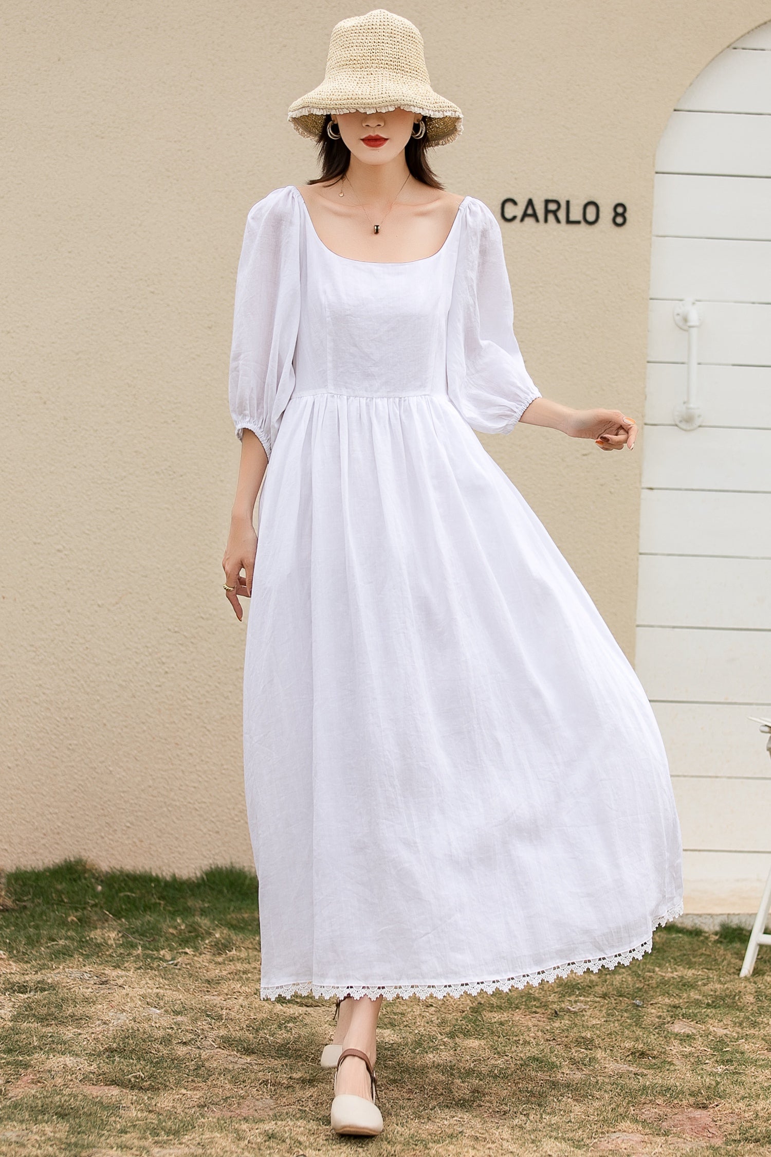 White prom wedding dress with lace details 2740 Xiaolizi White prom wedding dress with lace details 2740 Xiaolizi