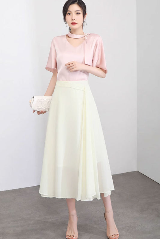 Summer a line chiffon skirt women 4472