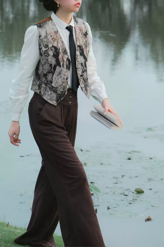 Wide leg pants with pockets women 6228