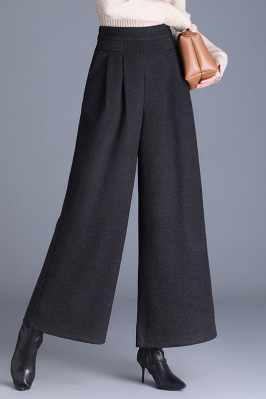Wide leg wool pants with pockets 6229