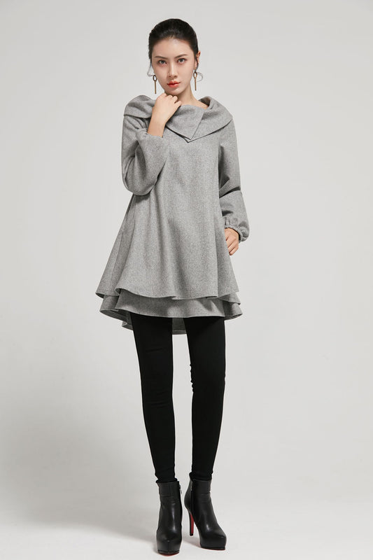 Wome's wool tuic dress in grey 2310