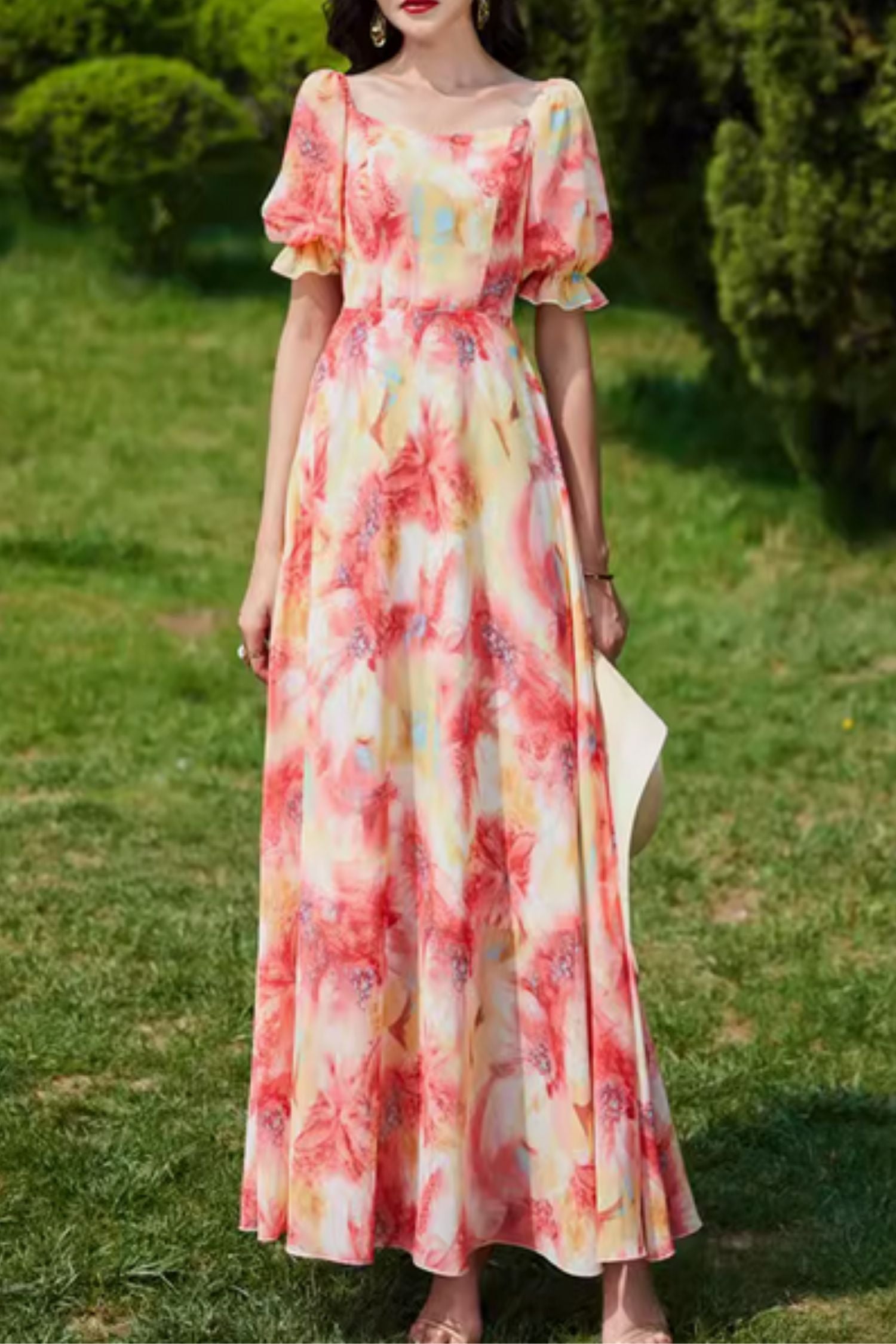 Flower printed long prom summer beach dress 5037 – Xiaolizi Flower printed long prom summer beach dress 5037 – Xiaolizi