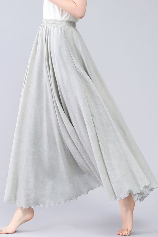 Elastic Waist Swing Causal Long Plus Size Skirt 3559