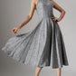 Sleeveless gray midi summer linen dress 988