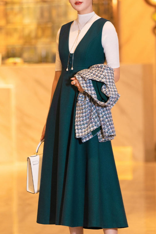 Autumn/winter sleeves wool dress women TT0188