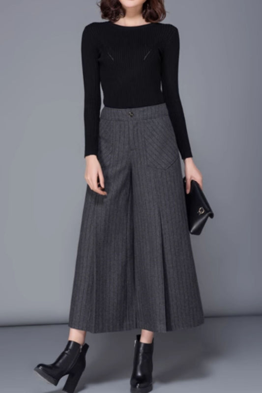 Striple wide leg wool pants women 6371