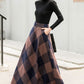 Vintage Inspired Plaid Wool Maxi Skirt 2837