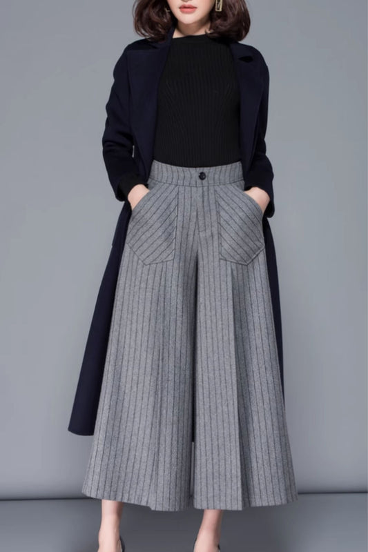 Striple wide leg wool pants women 5422