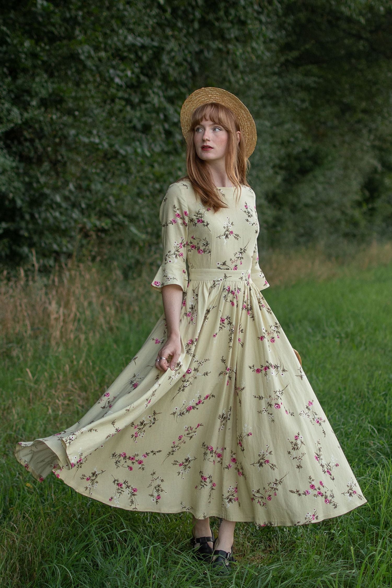 Vintage Inspired Floral Cottagecore Dress 3053 Xiaolizi Vintage Inspired Floral Cottagecore Dress 3053 Xiaolizi