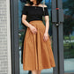 High waisted flare summer linen skirt 2194