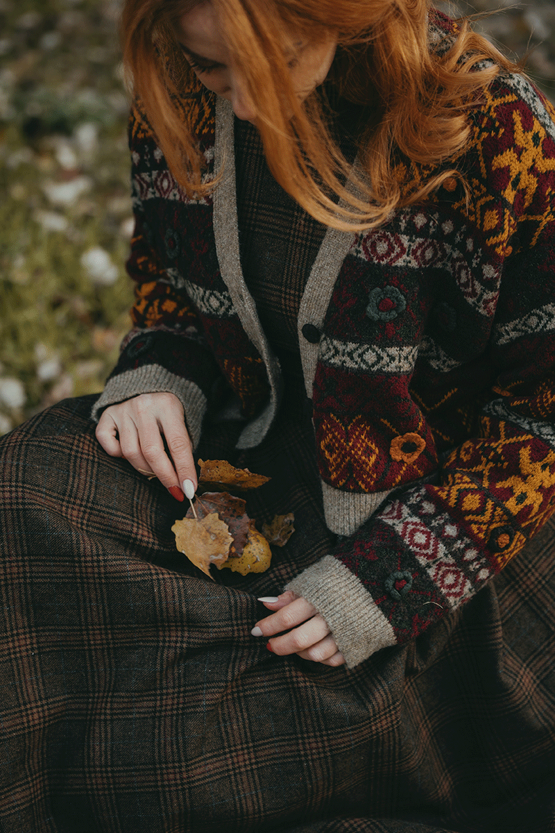 Plaid Wool Blend Midi Dress – Handmade Vintage Fit & Flare Long Sleeve Elegance 4731