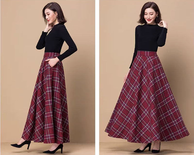 Maxi winter a line wool skirt 4639-3