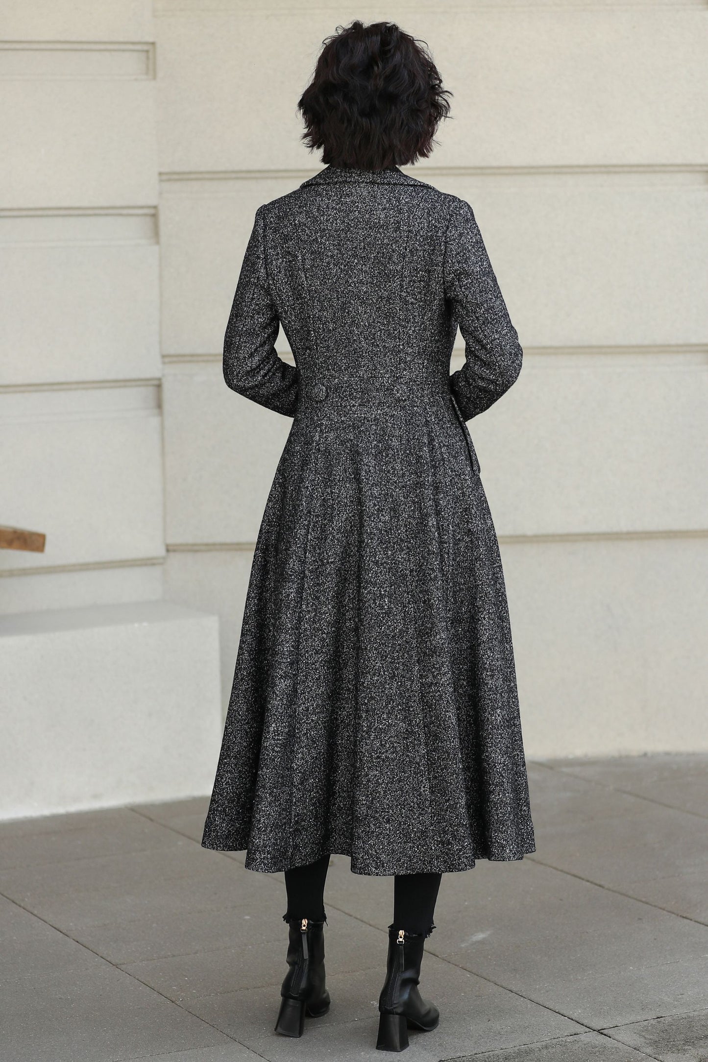 Long Wool Swing Coat – Vintage 1950s Double Breasted Overcoat 6528