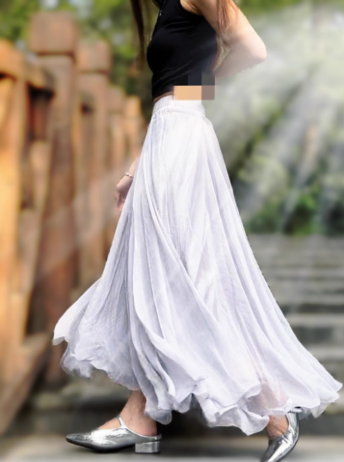 Long swing chiffon skirt women 6183- gray